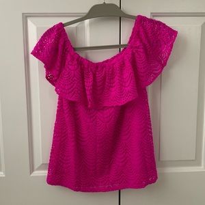 Lilly Pulitzer Off-The-Shouler Pink Blouse